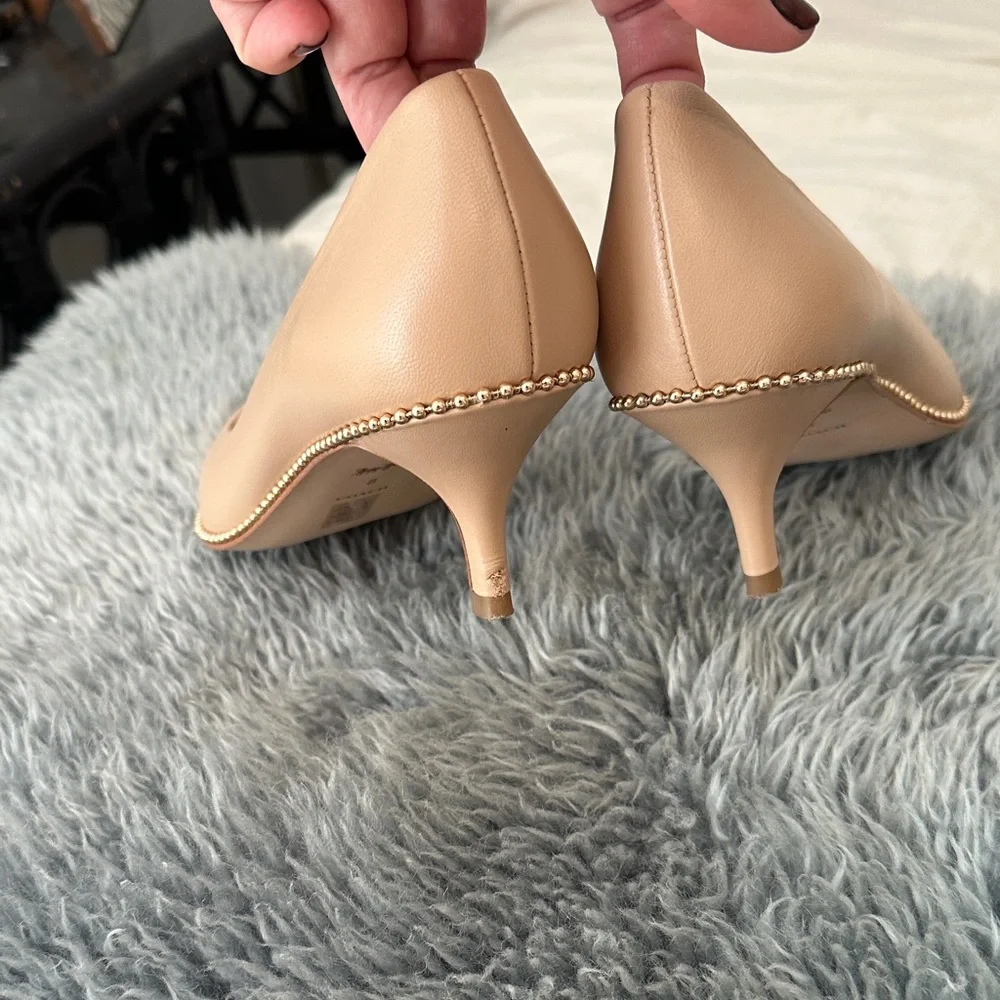 Coach Nude Leather Pointed Flats